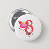 vrolijke vrouwendag mars ronde button 5,7 cm (Voorkant /achterkant)