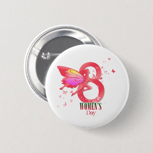 vrolijke vrouwendag mars ronde button 5,7 cm (Voorkant /achterkant)