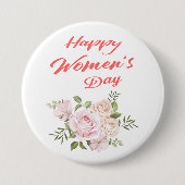 vrolijke vrouwendag wit ronde button 7,6 cm (Voorkant)