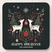 Vrolijke warme Scandinavische kerstboom Bier Onderzetter (Voorkant)