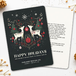 Vrolijke warme Scandinavische kerstboom Feestdagenkaart