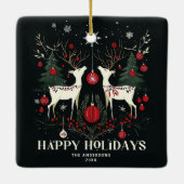 Vrolijke warme Scandinavische kerstboom Keramisch Ornament (Achterkant)