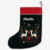 Vrolijke warme Scandinavische kerstboom Kleine Kerstsok (Achterkant)