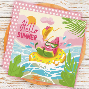Vrolijke Watermeloen Hallo Zomer Wenskaart
