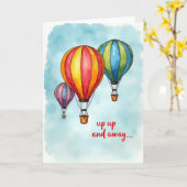 Vrolijke Waterverf Ballonkaart Kaart (Gele Bloem)