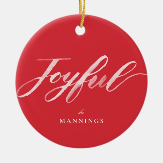 Vrolijke Waterverf borstel belettering Flat Keramisch Ornament (Voorkant)