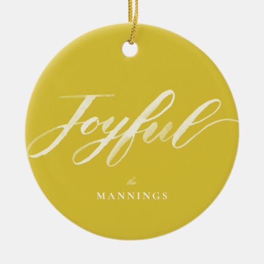 Vrolijke Waterverf borstel belettering Flat Keramisch Ornament (Voorkant)