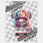 Vrolijke Waterverf Girl Racing Formula 1 Gift Fleece Deken (Voorkant)