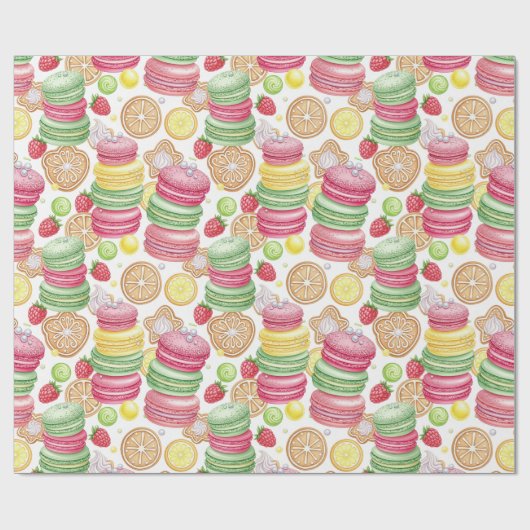 Vrolijke Waterverf Macaron Cadeaupapier (Vlak)