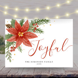 Vrolijke Waterverf Poinsettia Bloemenkerst Feestdagen Kaart