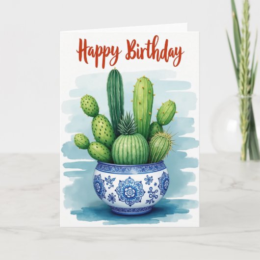 Vrolijke Waterverf Succulenten Kaart (Voorkant)
