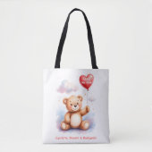 Vrolijke Waterverf Teddybeer Mam Tote Bag (Voorkant)