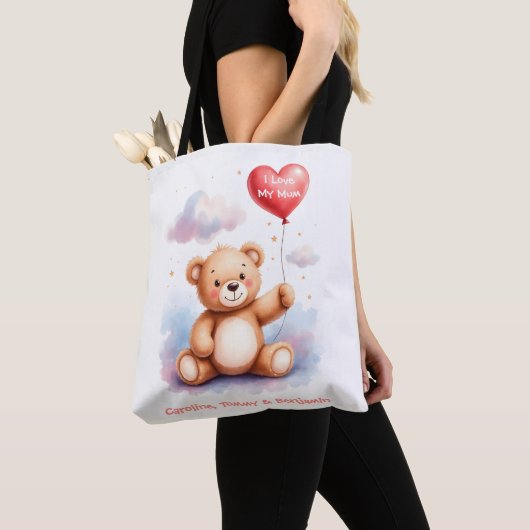 Vrolijke Waterverf Teddybeer Mam Tote Bag (Dichtbij)