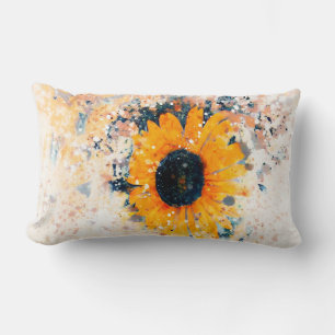 vrolijke waterverf van zonnebloemen kussen