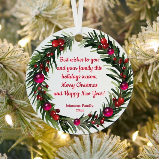 vrolijke waterverf voor kerst : " grienery " metalen ornament (Insitu)