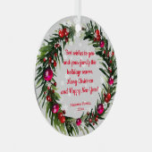 vrolijke waterverf voor kerst : holly sneeuwvlokke metalen ornament (Voorkant Rechts)