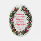 vrolijke waterverf voor kerst : holly sneeuwvlokke metalen ornament (Voorkant links)