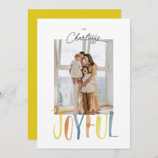 Vrolijke Waterverfpenseel Lettering Plat Feestdagenkaart (Voorkant / Achterkant)