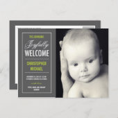 Vrolijke welkomstaankondiging aankondigingskaart (Voorkant / Achterkant)