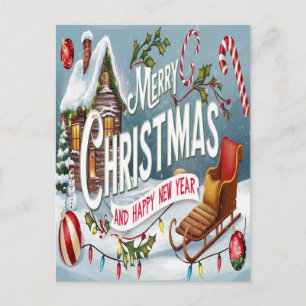 Vrolijke Wensen: Een Feestelijke Prettig Kerstfees Briefkaart