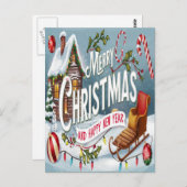 Vrolijke Wensen: Een Festieve Prettig Kerstfeest  Briefkaart (Voorkant / Achterkant)