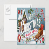 Vrolijke Wensen: Een Festive Prettig Kerstfeest  Briefkaart (Voorkant / Achterkant)