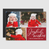 Vrolijke wensen feestelijke rode kerst 3 foto magn (Voorkant / Achterkant)