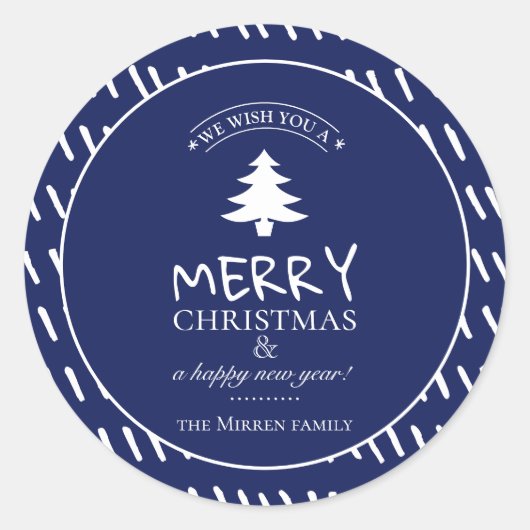 Vrolijke wensen gepersonaliseerd ronde sticker (Voorkant)