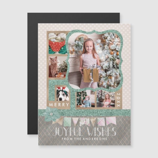 Vrolijke wensen Kerstmis 6 aangepaste fotocollage (Voorkant / Achterkant)