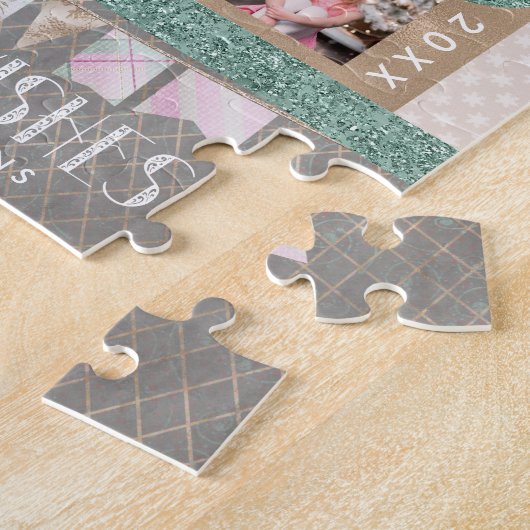 Vrolijke wensen Kerstmis 6 aangepaste fotocollage Legpuzzel (Zijkant)