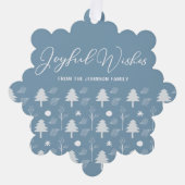 Vrolijke wensen Mooie Blauwe Aangepaste Kerstmis Ornament Kaart (Voorkant)