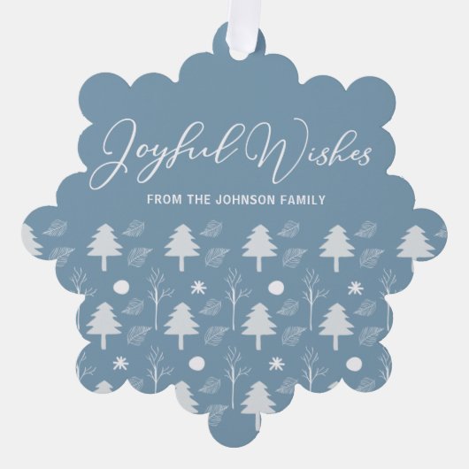 Vrolijke wensen Mooie Blauwe Aangepaste Kerstmis Ornament Kaart (Voorkant)