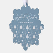 Vrolijke wensen Mooie Blauwe Aangepaste Kerstmis Ornament Kaart (Links)