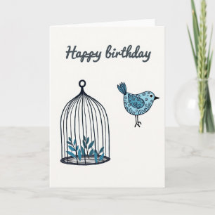 Vrolijke Wervelende Vogel Illustratiekaart Kaart