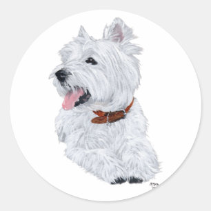 Vrolijke West Highland White Terrier Ronde Sticker