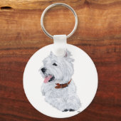 Vrolijke West Highland White Terrier Sleutelhanger (Voorkant)