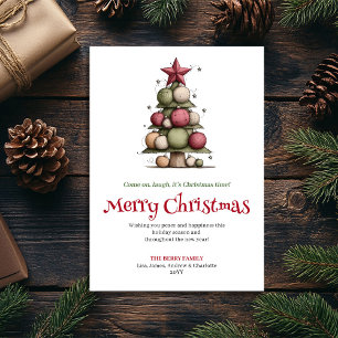 Vrolijke Whimsical Kerstboom Minimalistische Kaart