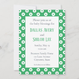 Vrolijke Whimsy Groene Polka-Dot Twin Baby Zegen Kaart