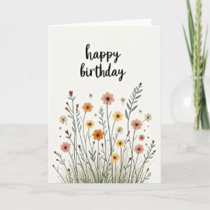 Vrolijke Wilde Bloemen Verjaardagskaart Kaart