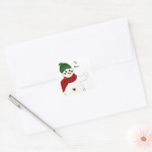 Vrolijke Winkende Sneeuwman Vierkante Sticker (Envelop)