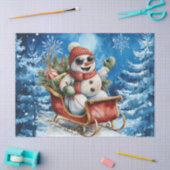 Vrolijke Winter Blauwe Kerstman Sneeuwpop Tissuepapier (Craft)