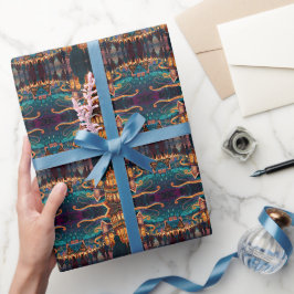 Vrolijke winter Kerstmis viering scène Cadeaupapier