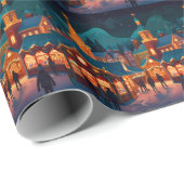 Vrolijke winter Kerstmis viering scène Cadeaupapier (Rol Hoek)