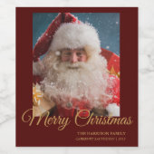 Vrolijke Winter Sinterklaas | Vrolijk kerstfeest Wijn Etiket (Enkel label)