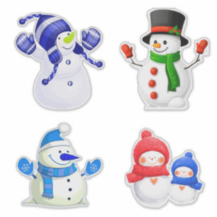 Vrolijke Winter Sneeuwmannen Collectie Sticker