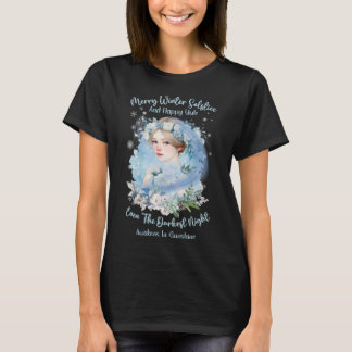 Vrolijke winter zonnewende en gelukkig yule prinse t-shirt