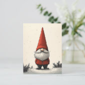 Vrolijke wintergnoom in rood Pet Briefkaart (Staand voorkant)