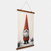 Vrolijke wintergnoom in rood Pet Hangend Wandkleed (Gebogen)
