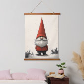 Vrolijke wintergnoom in rood Pet Hangend Wandkleed (Slaapkamer)