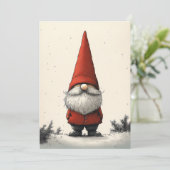 Vrolijke wintergnoom in rood Pet Kaart (Staand voorkant)